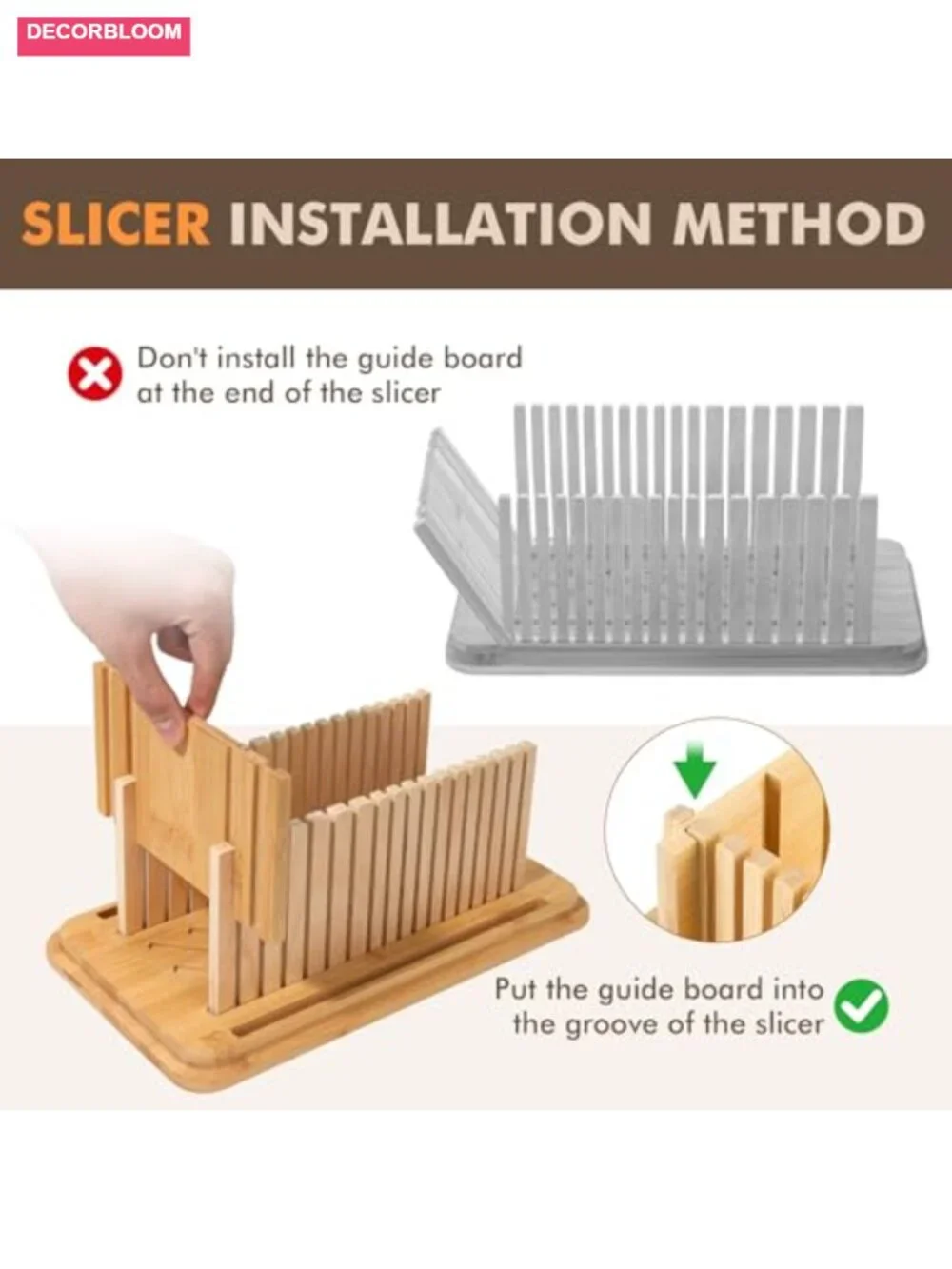 Farmhouse 3-in-1 Bamboo Bread Slicer Box Kitchen Counter Storage